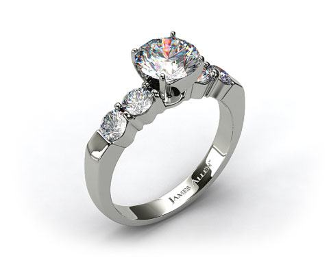 14k White Gold Common Prong Four Round Diamond Engagement Ring